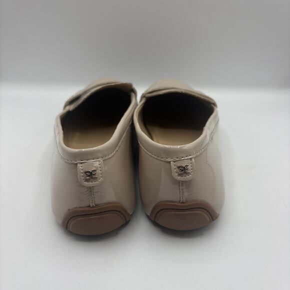 SAM EDELMAN Tucker Penny Loafers Patent Leather Clay Tan Cream Sz 8.5 - Picture 3 of 8